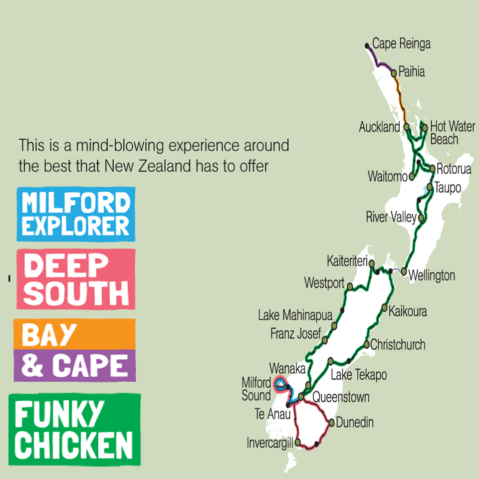 Kiwi Experience road map New Zealand