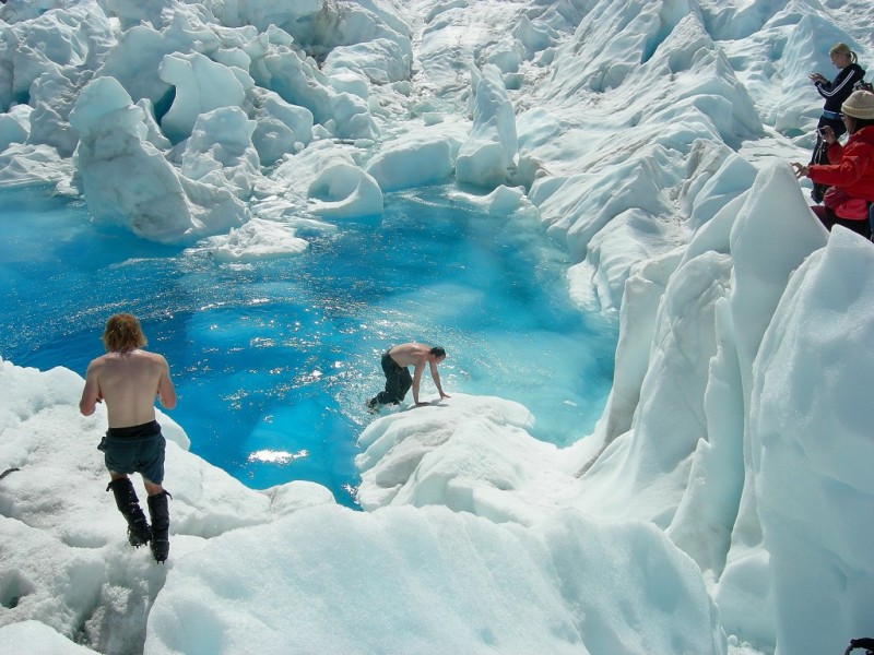 Fox Glacier New Zealand blue water pools